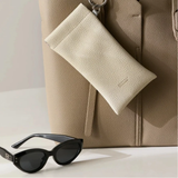 Pebbled Leather Snap-Frame Glasses Pouch